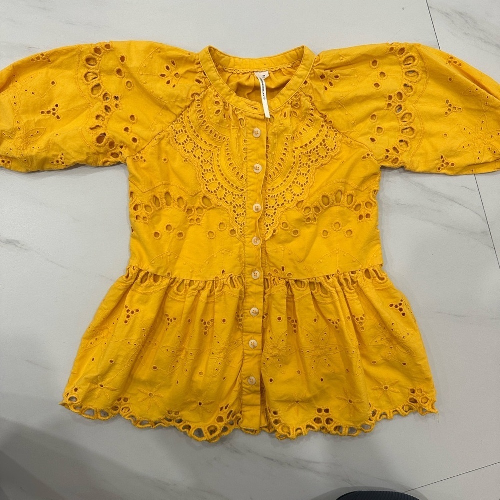 Yellow Eyelet Kids Casual Dress
